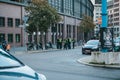 Berlin, October 2, 2017: A group of policemen. Police presence on the streets of the city. Protection of public order