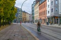 BERLIN - OCTOBER 20, 2016: Man riding a bicycle on a street in Berlin