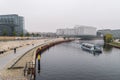 BERLIN - OCTOBER 18, 2016: River Spree with a view to the Berlin Hauptbahnhof area