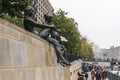 BERLIN - OCTOBER 18, 2016: Statues along the Spree river