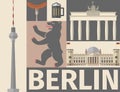 Berlin poster. Flat icon.