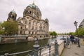 Berlin / river view and historical cathedral Royalty Free Stock Photo
