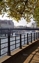 Berlin River View with a Tour Boat and Bridge Royalty Free Stock Photo