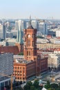 Berlin Rotes Rathaus town city hall skyline in Germany aerial view portrait format