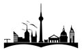 Berlin silhouette skyline. Germany Berlin vector city, german linear architecture, buildings