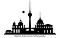 Berlin silhouette skyline. Germany Berlin vector city, german linear architecture, buildings