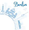 Berlin skyline with blue building and copy space.