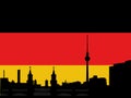Berlin skyline with flag Royalty Free Stock Photo