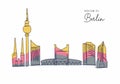 Berlin skyline, Germany. Hand drawn vector illustration in sketch style for tourism and travel destination campaign promotion Royalty Free Stock Photo