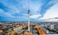 Berlin skyline panorama with famous TV tower at Alexanderplatz at night, Germany Royalty Free Stock Photo