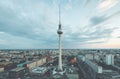 Berlin skyline panorama with TV tower at Alexanderplatz at night, Germany Royalty Free Stock Photo
