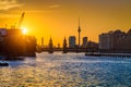 Berlin skyline with Spree river at sunset, Germany Royalty Free Stock Photo