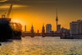 Berlin skyline with Spree river at sunset, Germany Royalty Free Stock Photo