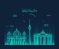 Berlin skyline trendy vector illustration linear