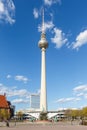 Berlin Skyline tv tower Alexanderplatz Alexander square portrait format in Germany