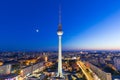 Berlin skyline tv tower Alexanderplatz at night Germany city street Royalty Free Stock Photo