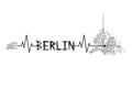 Berlin skyline, vintage vector engraved illustration, hand drawn, sketch Royalty Free Stock Photo