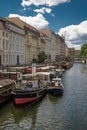 Berlin, Spree river, Germany. Old river ships at the embankment