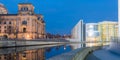 Berlin Spreebogen and Reichstag at night Royalty Free Stock Photo