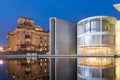 Berlin Spreebogen and Reichstag at night Royalty Free Stock Photo