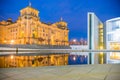 Berlin Spreebogen and Reichstag at night Royalty Free Stock Photo