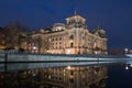 Berlin Spreebogen and Reichstag at night Royalty Free Stock Photo