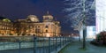 Berlin Spreebogen and Reichstag at night Royalty Free Stock Photo
