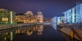 Berlin Spreebogen and Reichstag at night Royalty Free Stock Photo