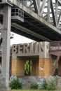 Berlin stone name under an iron bridge