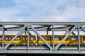 Berlin subway train U-Bahn crossing bridge in Berlin Royalty Free Stock Photo