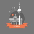 Berlin symbol, Brandenburg gate and tower, Germany travel destination, famous landmark, tourism concept Royalty Free Stock Photo