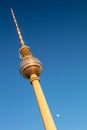 Berlin Television Tower, Berliner Fernsehturm and Moon, Berlin, Germany