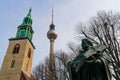 Berlin Television Tower, St Marienkirche Church and Statue of Martin Luther, Berlin, Germany