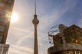 Berlin Television Tower and World Clock in Alexanderplatz, Berliner Fernsehturm, Berlin, Germany