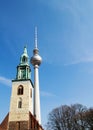 Berlin TV tower and Church of the virgin Mary