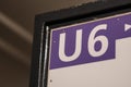 Berlin U6 U-Bahn metro line sign Royalty Free Stock Photo