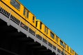 The Berlin U-Bahn train metro train U1 on elevated railroad bridge outdoor Royalty Free Stock Photo