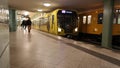 Berlin Underground Station U5 subway arriving in station