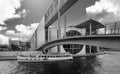 Berlin view and boat on Spree river