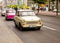 Berlin - Vintage Trabant cars advertise the Trabi Museum