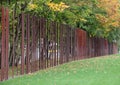 Berlin wall memorial Germany with iron markers in autumn