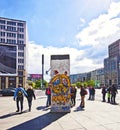 Berlin wall section on display at Potsdamer Platz Royalty Free Stock Photo