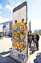 Berlin wall section with graffiti on display at Potsdamer Platz Royalty Free Stock Photo