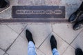 Berlin wall sign on the road, Berliner Mauer, Berlin