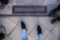 Berlin wall sign on the road, Berliner Mauer, Berlin Royalty Free Stock Photo