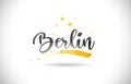 Berlin Word Vector Text with Golden Stars Trail and Handwritten