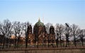 Berliner Dom behind the tress Royalty Free Stock Photo