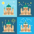 Berliner Dom cathedral flat design