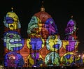 Berliner Dome illuminated by colorful images, Festival of Lights. Night shot. Germany, Berlin