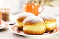 Berliner donuts, typical sweet from Germany, or Royalty Free Stock Photo